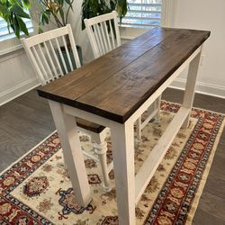 Dayroom or Sunroom Woden High Table W/ Two Seats