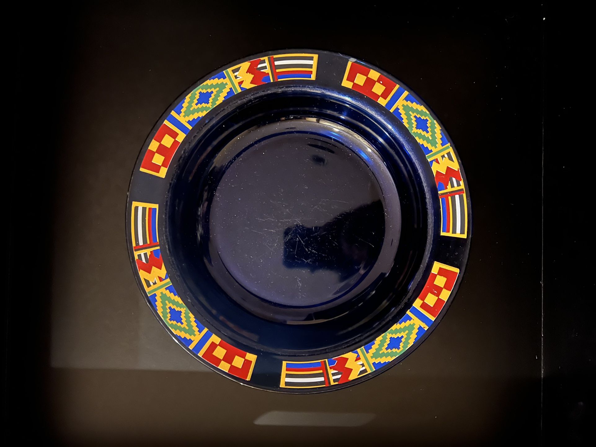 Blue Arcoroc France Kente Flag Soup, Salad, Pasta Bowl