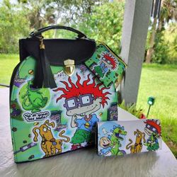 Chucky,The Rugrats Purse Bag/Backpack, Wallet And Coins Purse 