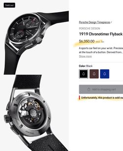Porsche Design FLY BACK!! BLACK! CHRONOMASTER 1919.  $6350 MSRP.  Full Set.  Grade 5!! Titanium- Only 100 grams. UNWORN