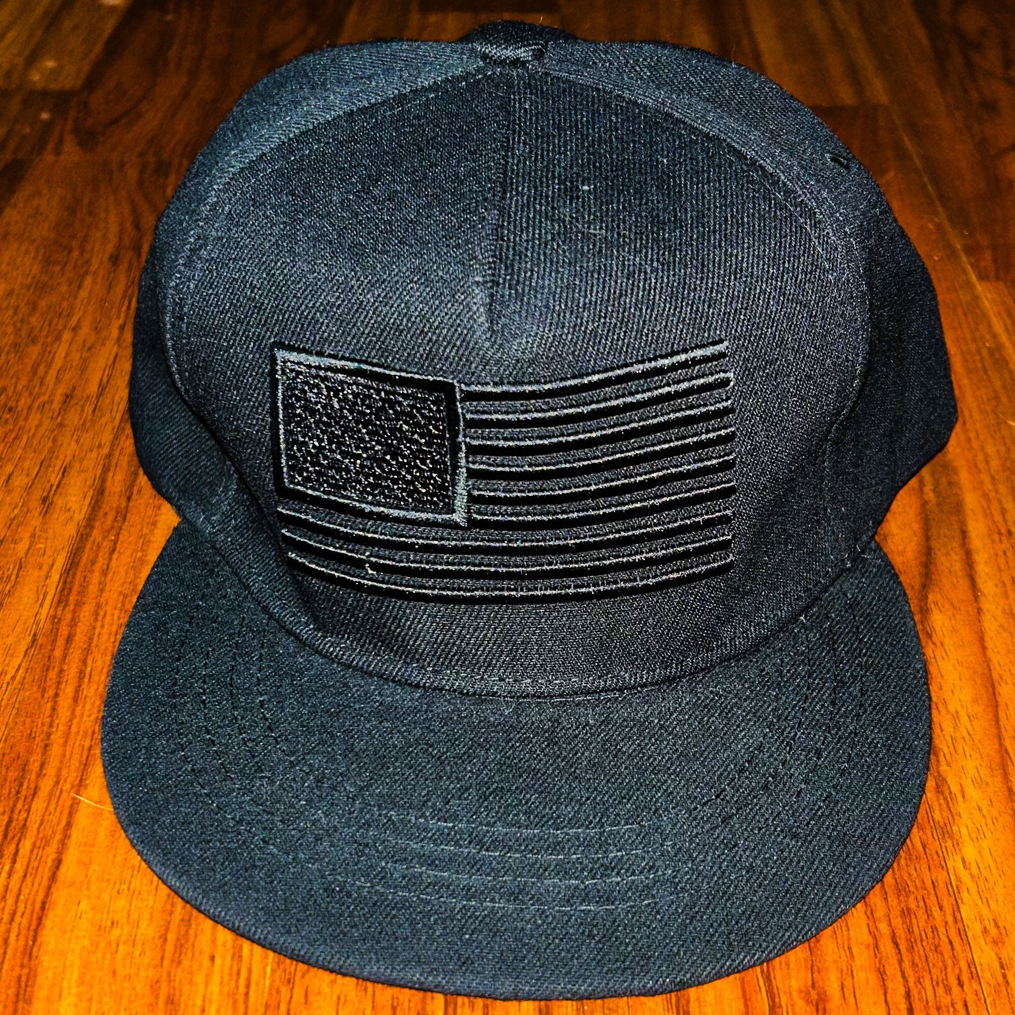 American Flag Embroidered Black Snapback Hat NWOT
