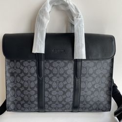 Coach Gotham Signature Canvas/Refined Calfskin Leather Portfolio Bag