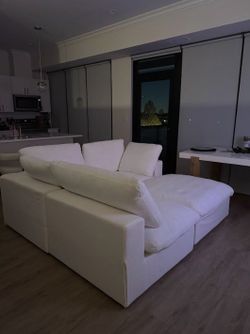 WJS Home White Cloud Modular Sectional Sofa with Storage Ottoman (120” Wide)