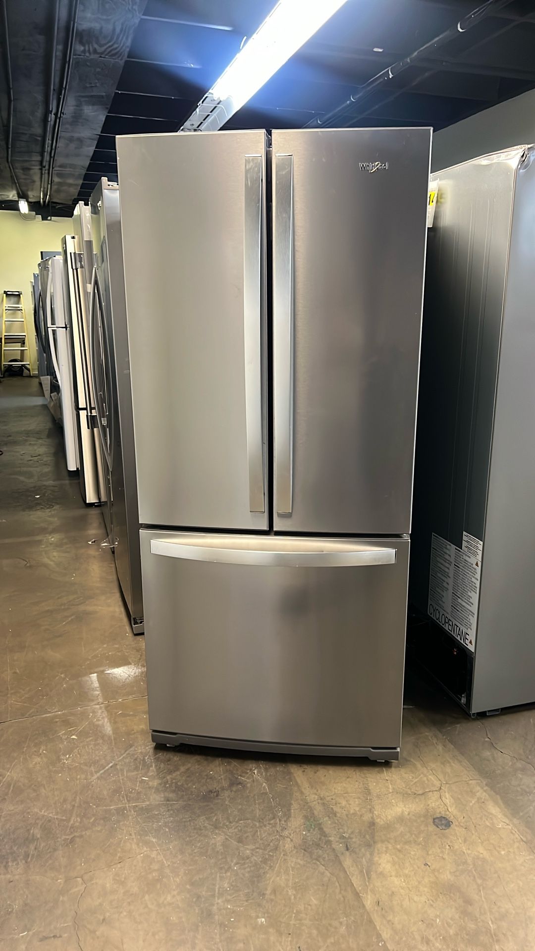 Whirlpool 30”Wide French Style Stainless Steel Refrigerator 