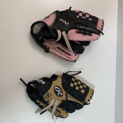 Two Small Baseball Gloves 