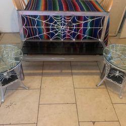 Spooky Spider Web Parlor Set Up