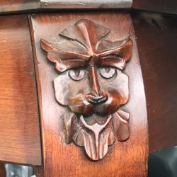 Decorative table Green men Game  carved accent solid wood antique