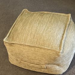 24" Indoor Outdoor Textured Pouf Natural- Threshold™ designed with Studio McGee
