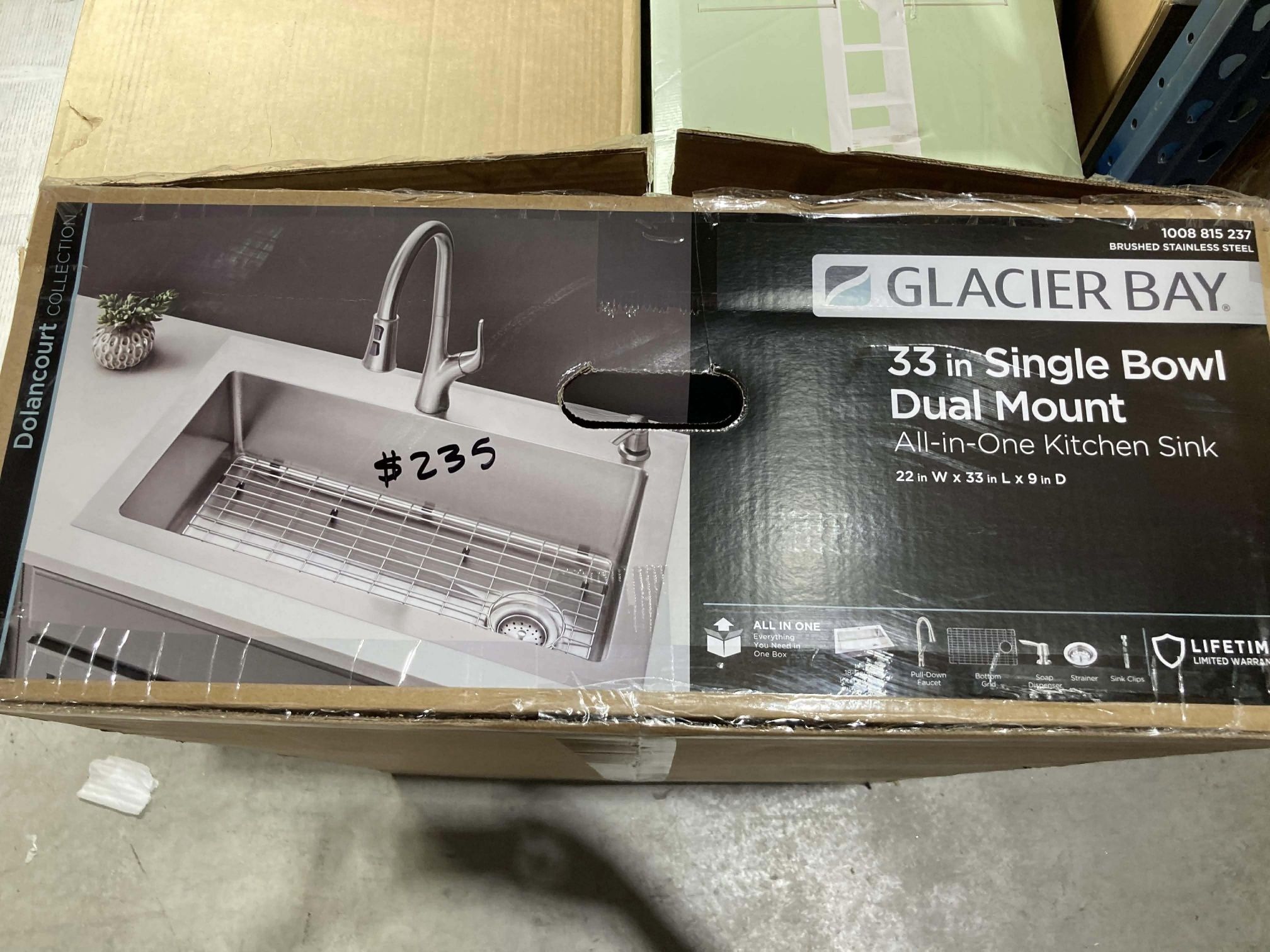 33in Single Bowl Kitchen Sink