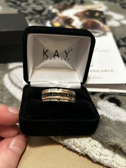 10k Black Diamond/Rose Gold Wedding Band