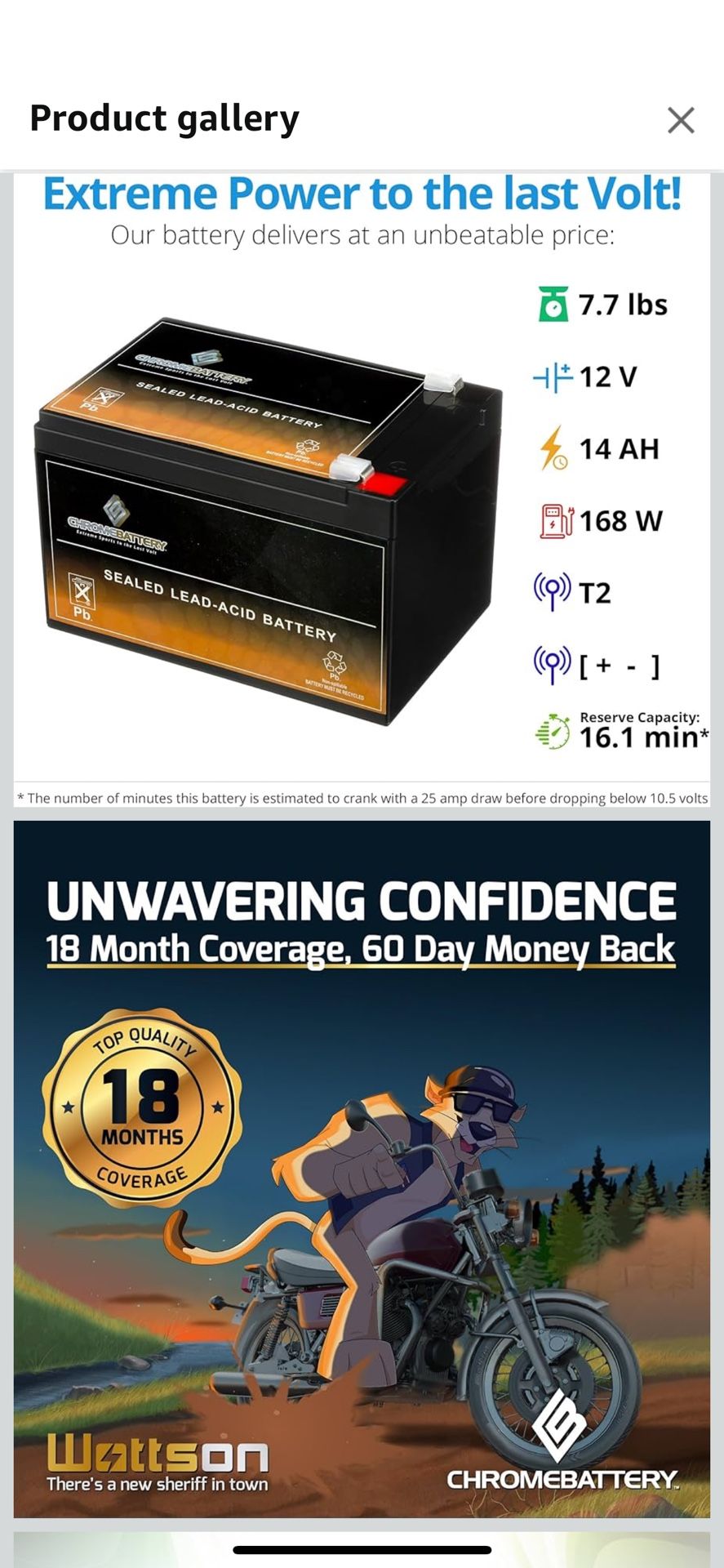 Chrome Battery 12V 15AH SLA Rechargeable Replacement Battery compatible with UPS Back Up, Electric Scooter, Wheelchair, Alarm, and More: 5.94 x 3.86 x