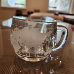Vintage 1970's Nestle Nescafe Clear Glass Globe World Cup Mug