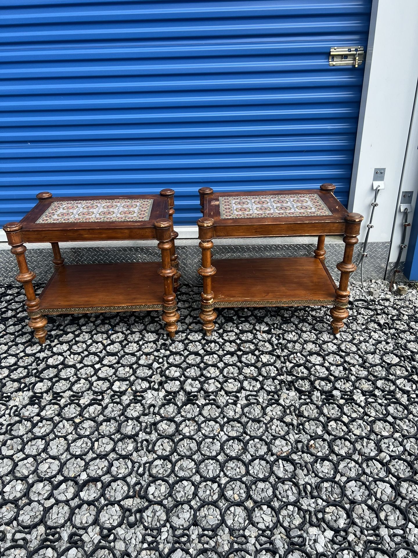 Vintage Wood End Tables (Matching Pair) – Beautiful Detail – $60 for Both!