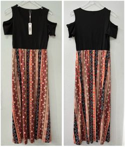 NWT Styleword black cold shoulder Boho maxi dress - sz Medium