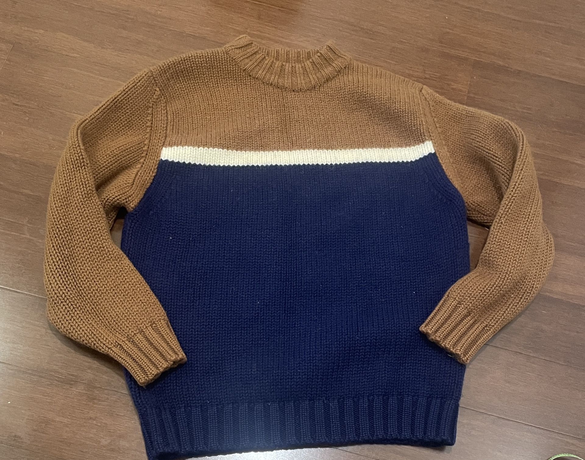 Jaeger Classic Crewneck Sweater in Brown and Navy