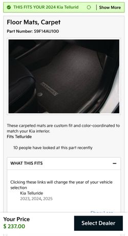 Kia Telluride Carpet Floor Mats