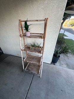 Bamboo Ladder Shelf 4-Tier