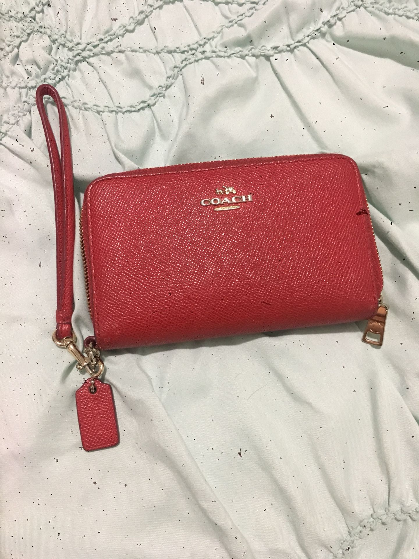 Pre-owned Red Coach Wallet/Wristlet