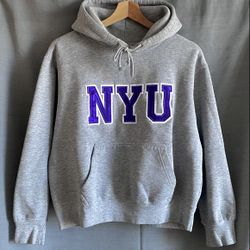Vintage 2000's MV Sport NYU Boxy-Fit Collegiate Hoodie
