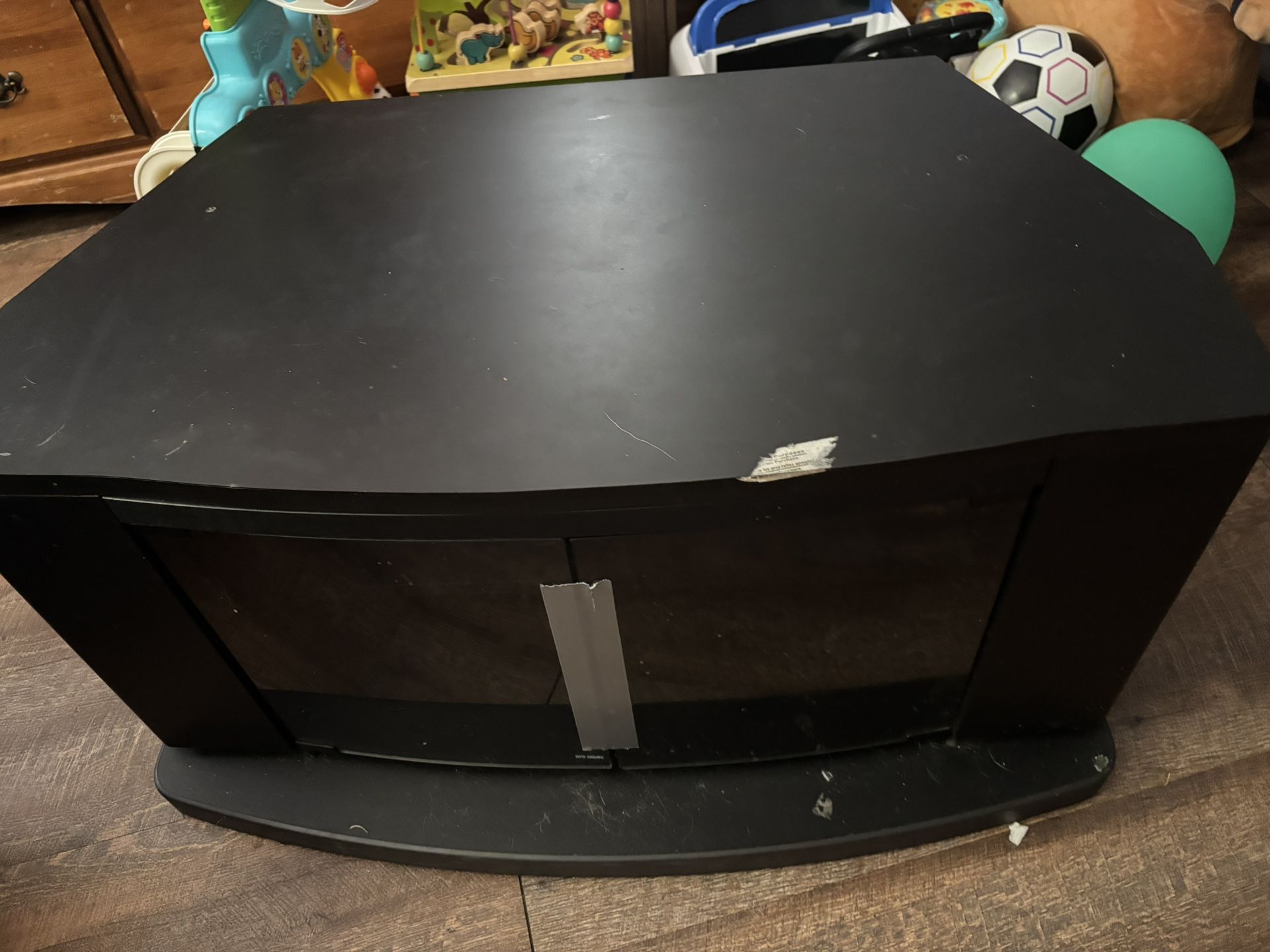 Black Tv Stand With Glass Opening Drawers