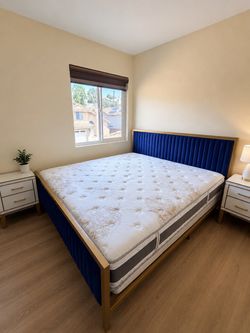 King sized bed with frame and mattress