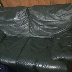 Green Leather Love Seat