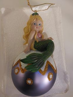 6 Inch Mermaid Holiday Ornament With Green Tail (43)