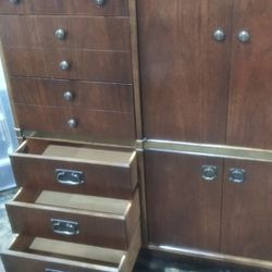 Solid Wood. Signature Dresser Set / Refinshed With Antique Brass Handles