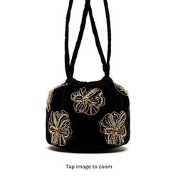 Frances Valentine Velvet Pouf Bag Floral
