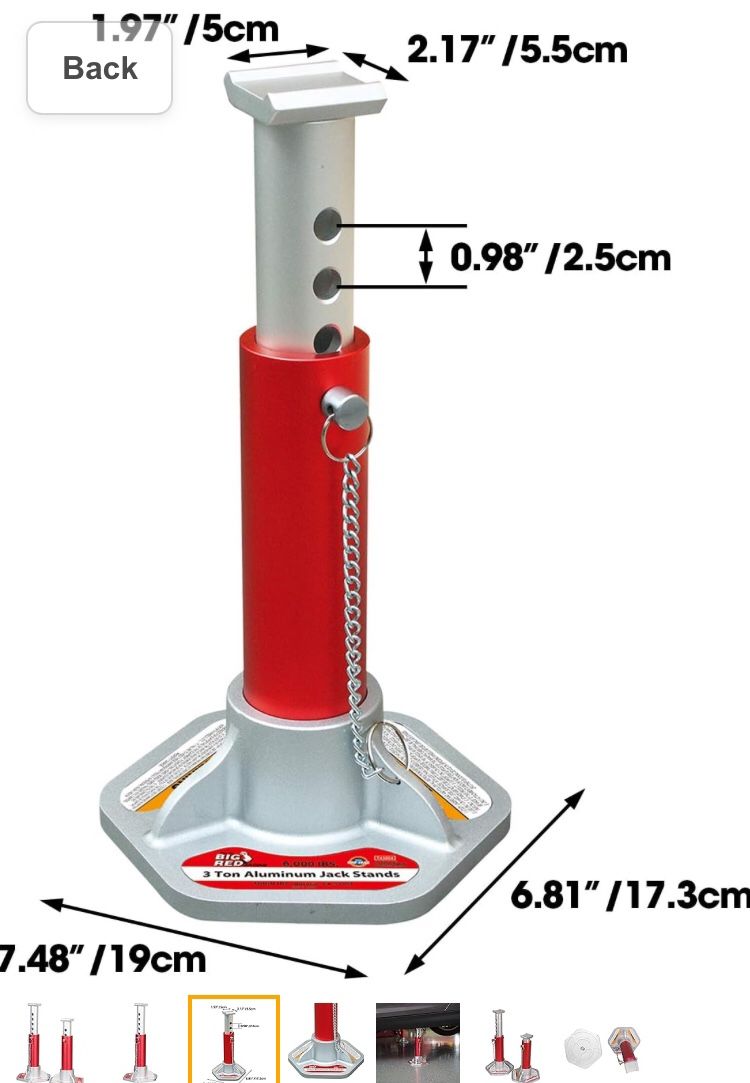 BIG RED T43004 Torin Aluminum Jack Stands with Locking Support Pins: 3 Ton (6,000 lb) Capacity, Red/Silver, 1 Pair