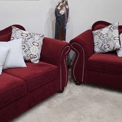 Red 3-Piece Couch Set