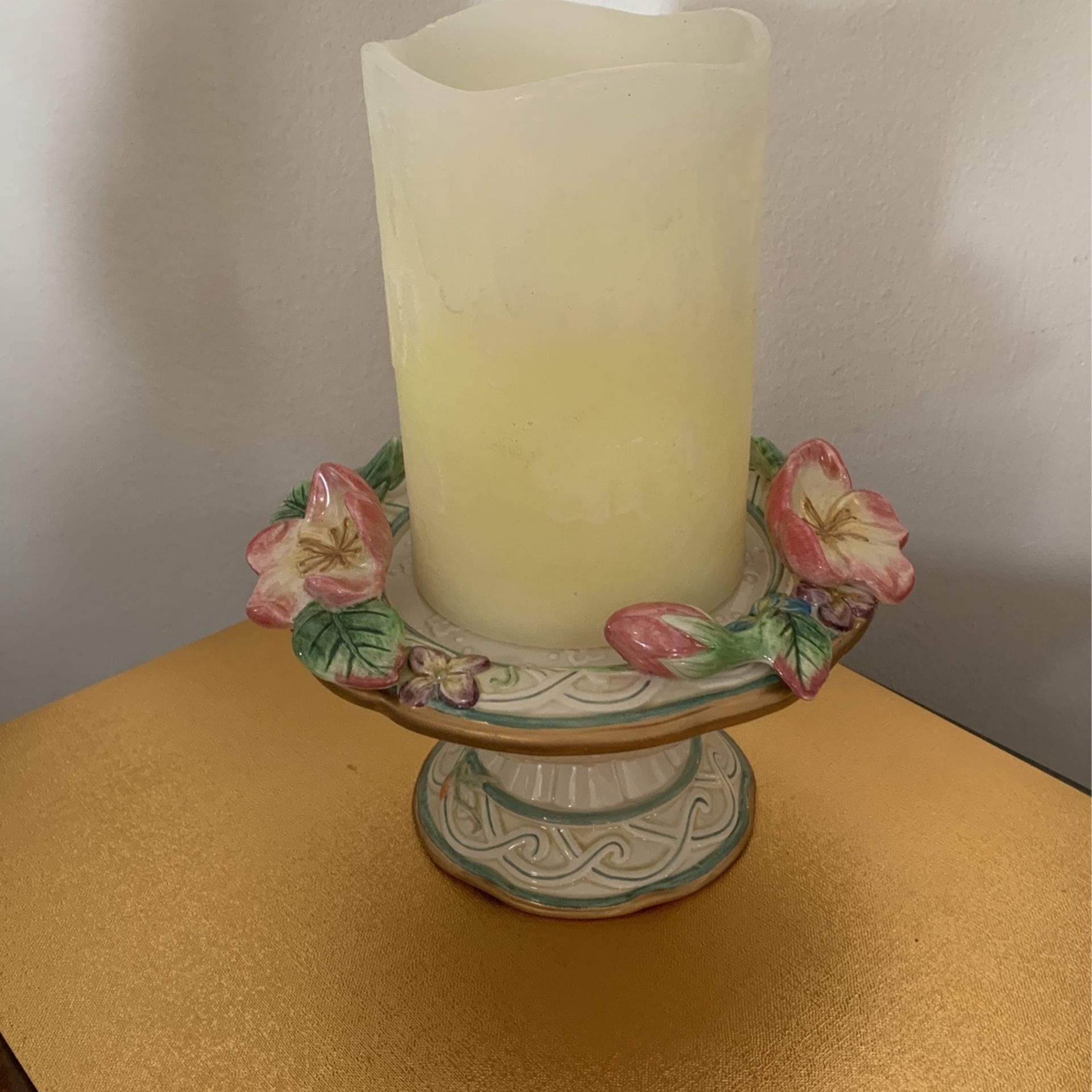 Fitz & Floyd “Garden Rhapsody” Floral Pillar Candle Holder