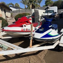 Two Kawasaki Jet Skis With Trailer And Dolly