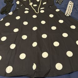 New Black Dress With White Dots