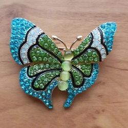 Butterfly Brooch Colorful Crystal Scarf Pin