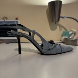 Zara Slingback Denim Heel Marked Size 36