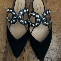 Genuine Aquazzura Black Suede Flats