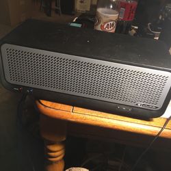 huge black and silver bluetooth speaker