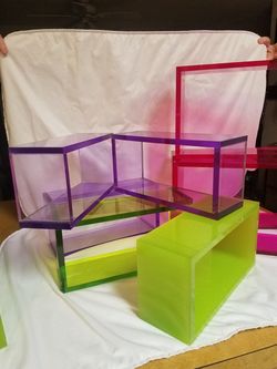 Neon plexi glass shelves