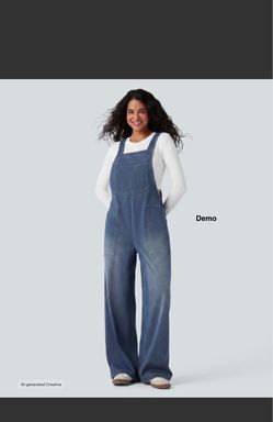 Halara Flexâ„¢ Square Neck Washed Denim Casual Overalls with Pockets (XL)