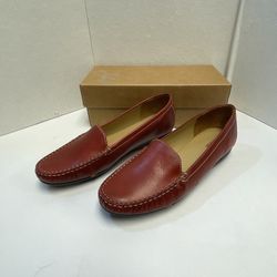 LL Bean Flats Womens Size 10 Moccasins Loafers Slip-Ons - Red Leather - NEW