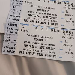 No Limit/ Bone Thugs N Harmony (2)concert Tickets For Sale 