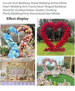 Curved Arch Backdrop Stand Wedding Arches,Metal Heart Wedding Arch Frame,Heart Shaped Backdrop Stand,for Outdoor/Indoor Garden Climbing Plants,Wedding