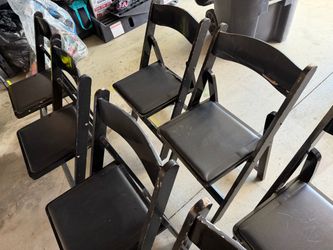 Black Wooden Folding Chairs with Padded Seats