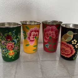 Hand-painted Stainless Steel/Enamel Tumblers (set of 4) [LL]