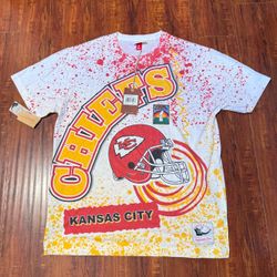 Kansas City Chiefs Mitchell & Ness Sz Large Brand New Burst Sublimated T-Shirt!
