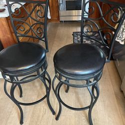 Barstools Metal And Wood Swivel Type.