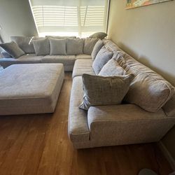 Plush Sectional Couch With Oversized Ottoman 