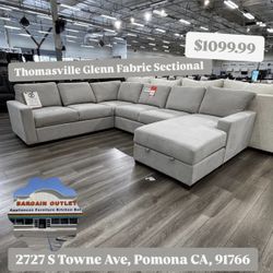 Thomasville Glenn Fabric Sectional With Storage Chaise 