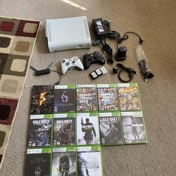 Xbox 360 two controllers and 13 games